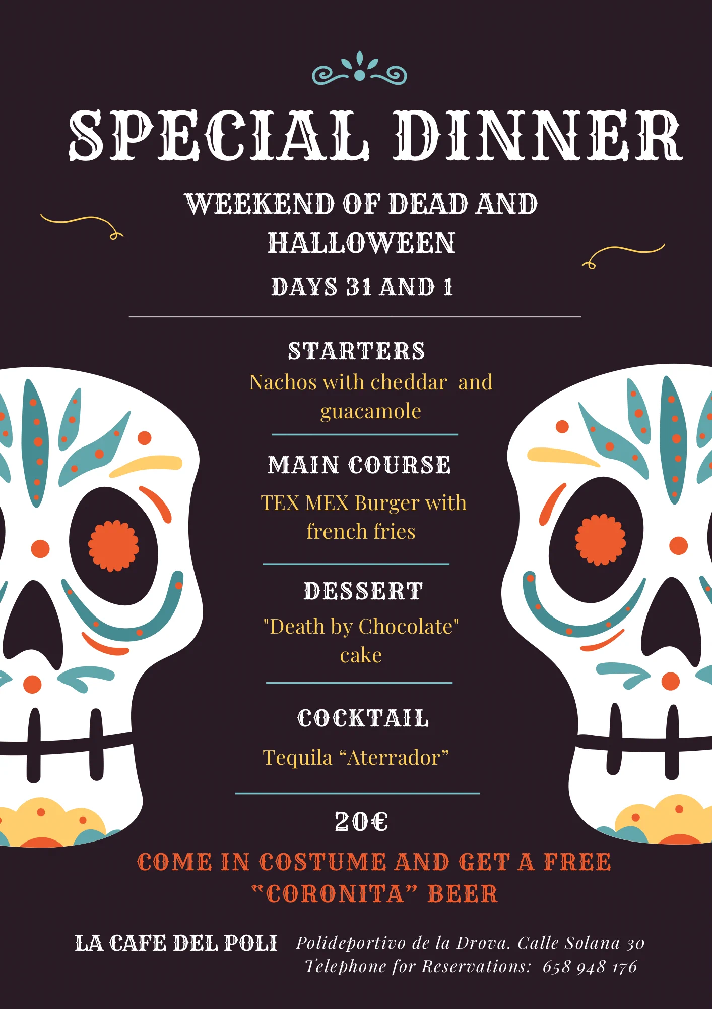 menu day of the dead 2025
